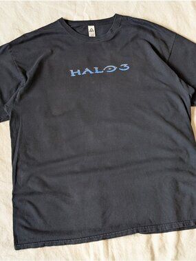 Vintage Halo 3 Double Sided Black Faded Video Game Tee Alstyle Cotton XL 2007